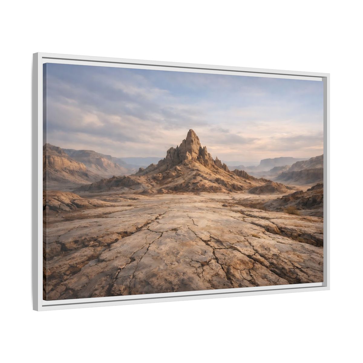 Side Mockup 8. Nature Mountain Peak Desert Landscape shown as stretched canvas wall art