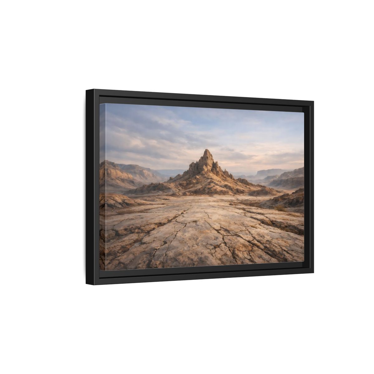 Side Mockup 6. Nature Mountain Peak Desert Landscape shown as stretched canvas wall art