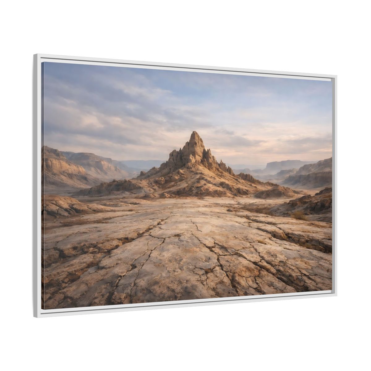 Side Mockup 7. Nature Mountain Peak Desert Landscape shown as stretched canvas wall art