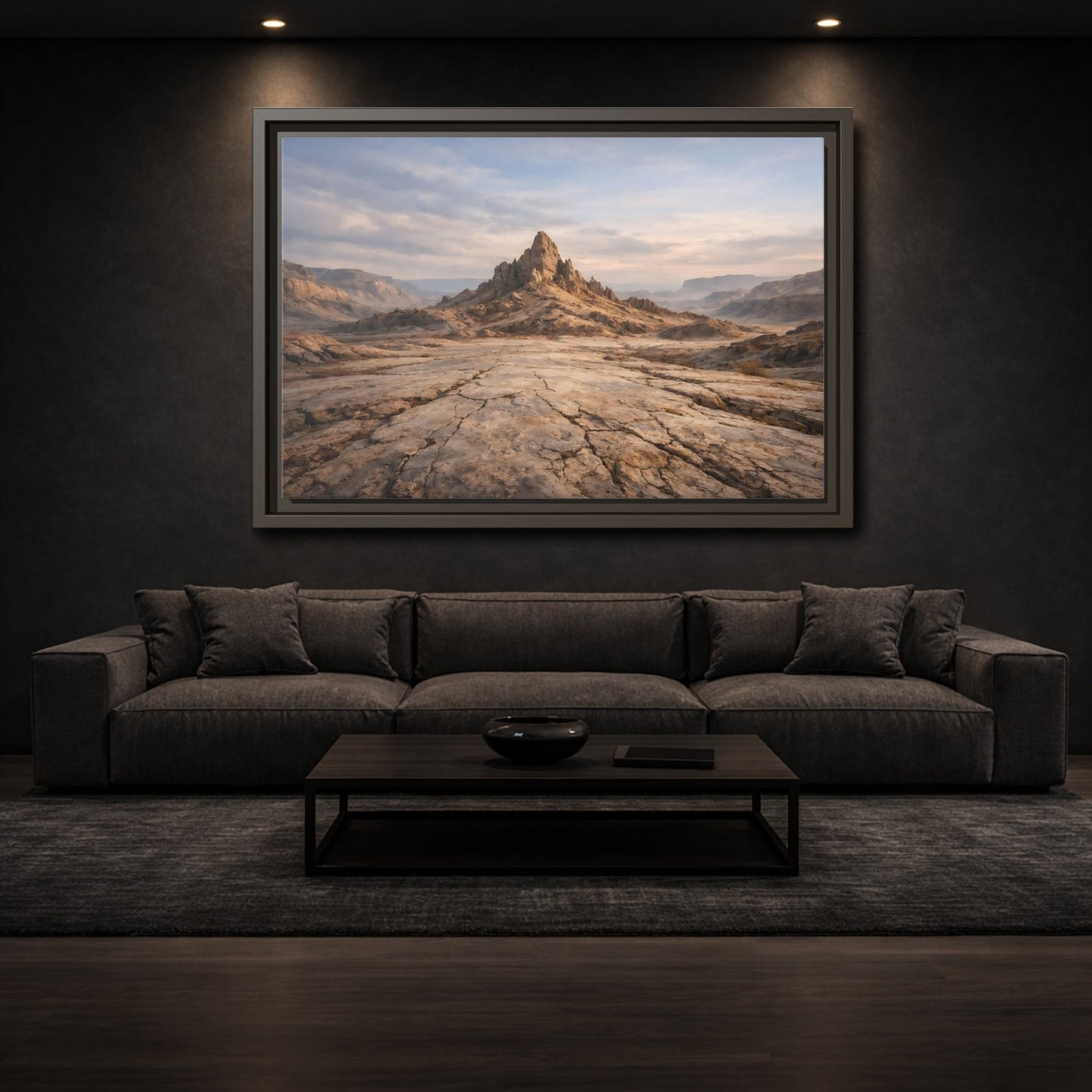 Mockup 2. Nature Mountain Peak Desert Landscape shown as stretched canvas wall art