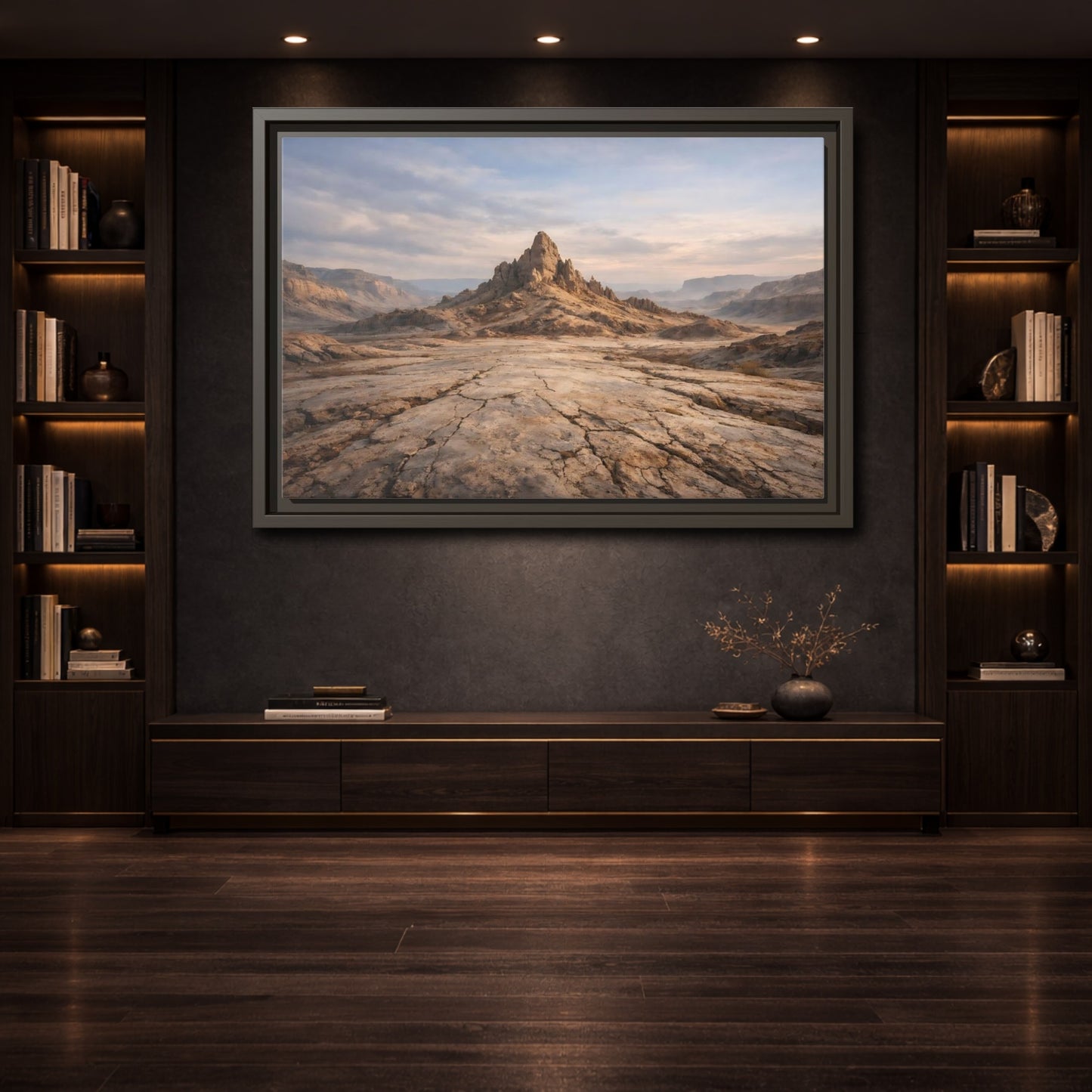 Mockup 3. Nature Mountain Peak Desert Landscape shown as stretched canvas wall art