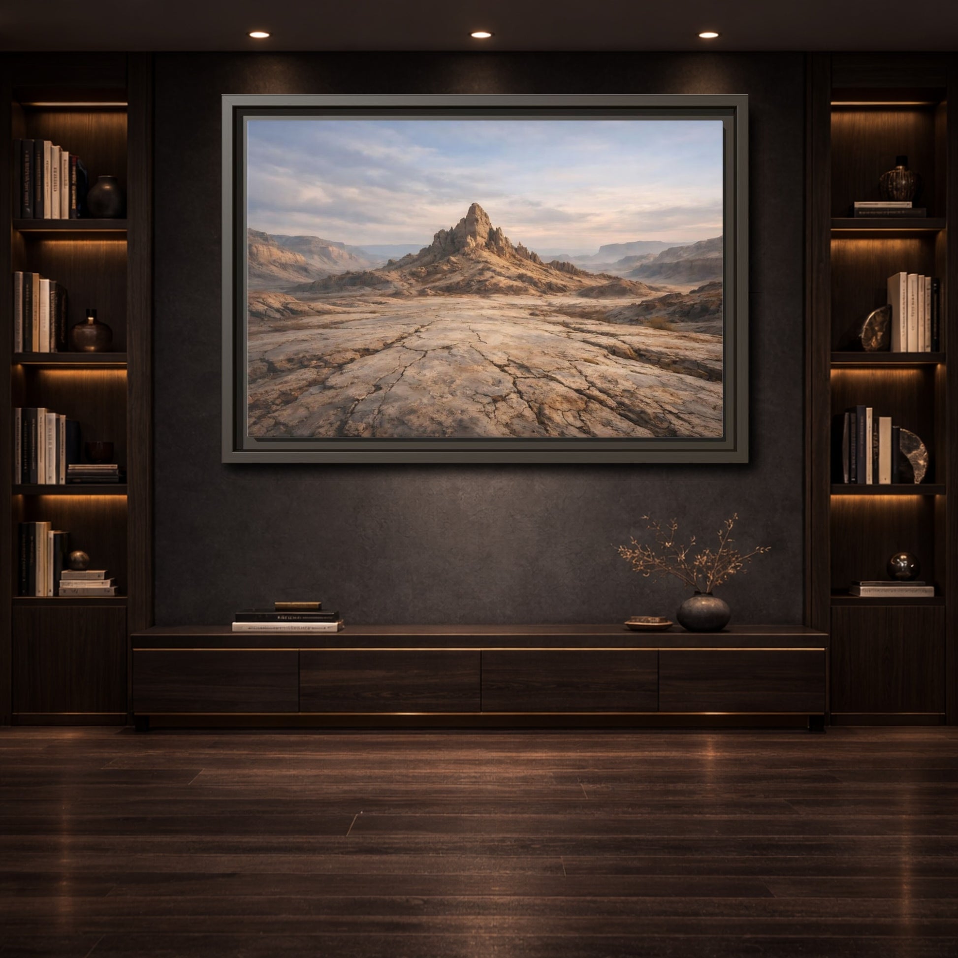 Mockup 3. Nature Mountain Peak Desert Landscape shown as stretched canvas wall art