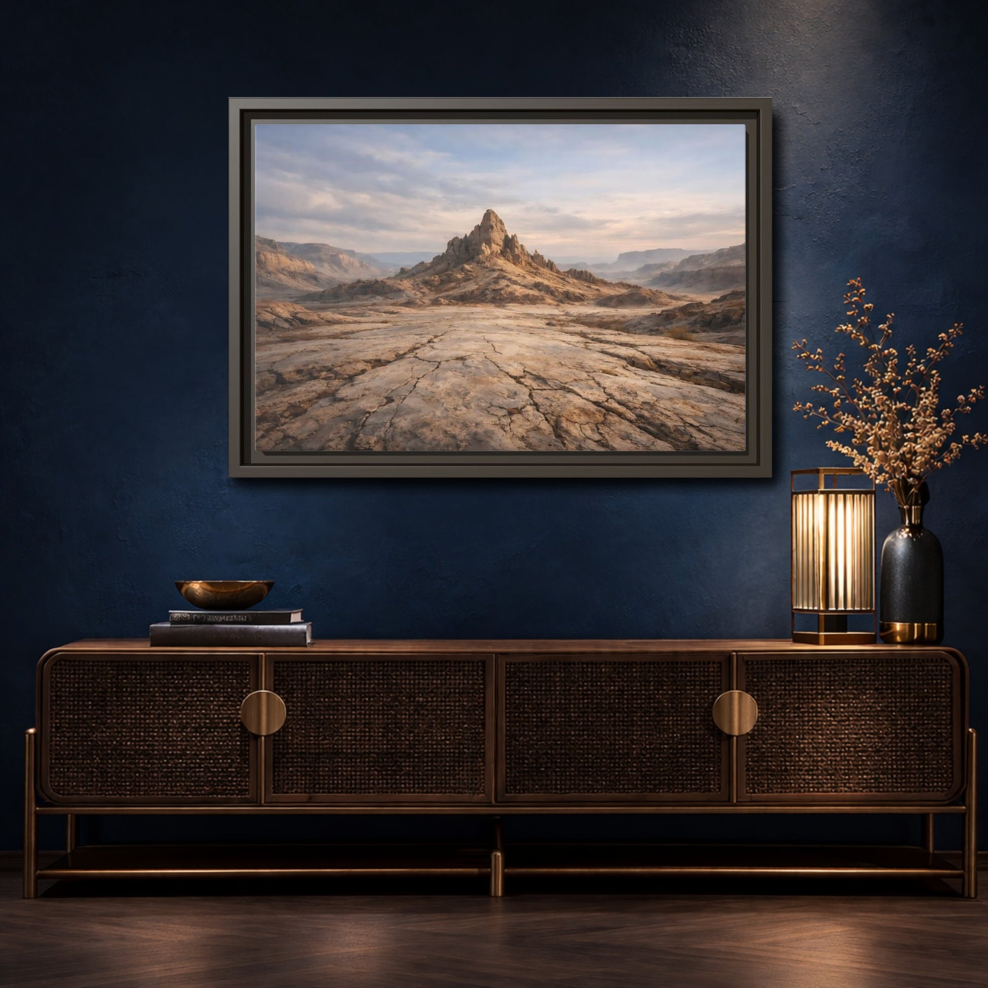 Mockup 4. Nature Mountain Peak Desert Landscape shown as stretched canvas wall art