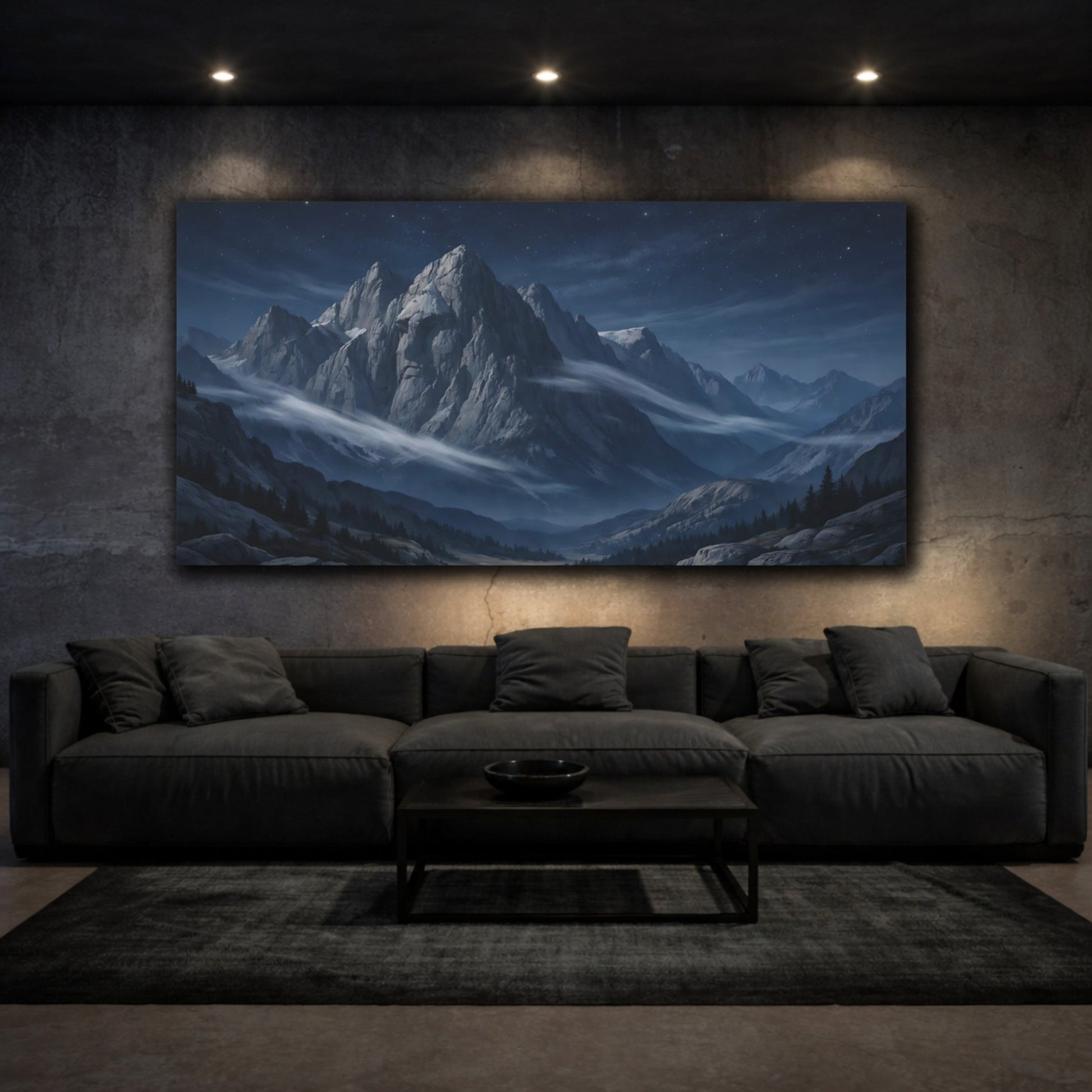 Nature Mountain Peaks Blue - Canvas Wall Art Print - YesArtYes