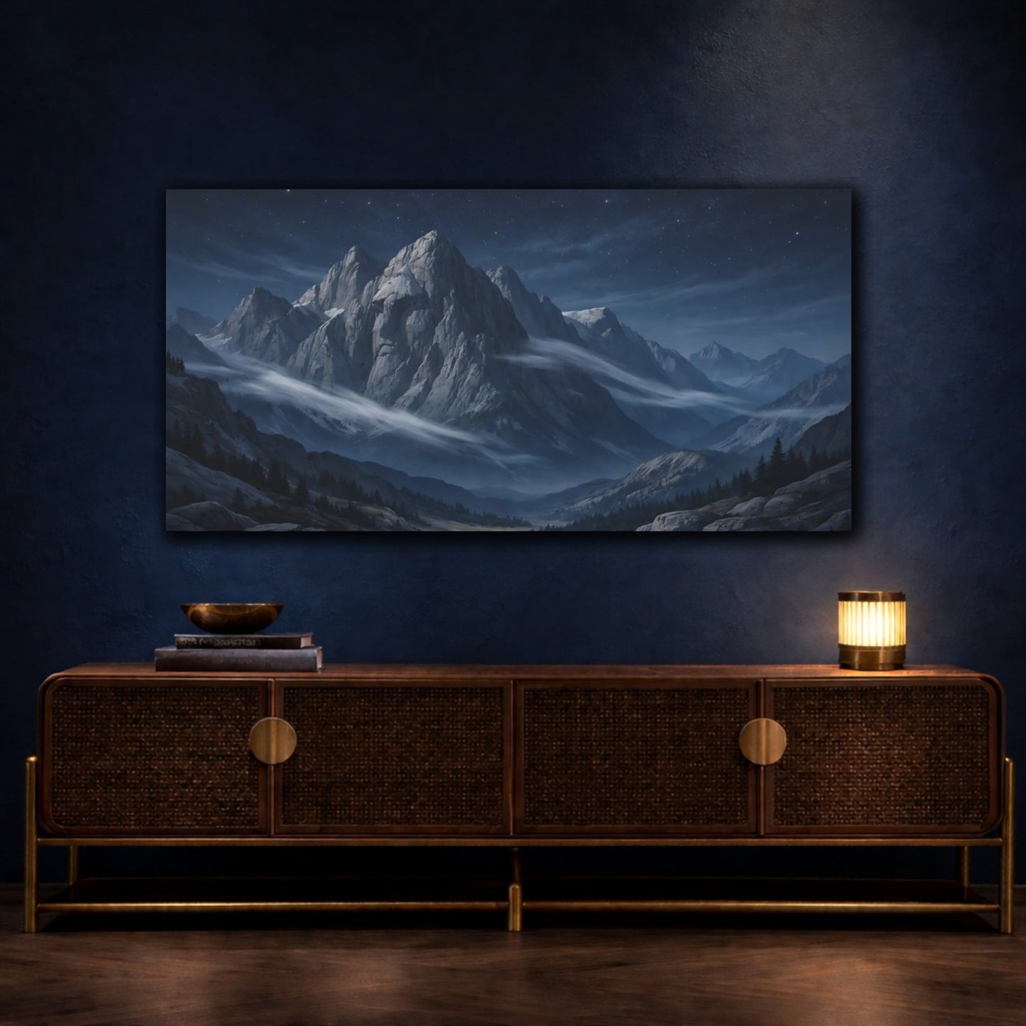 Nature Mountain Peaks Blue - Canvas Wall Art Print - YesArtYes