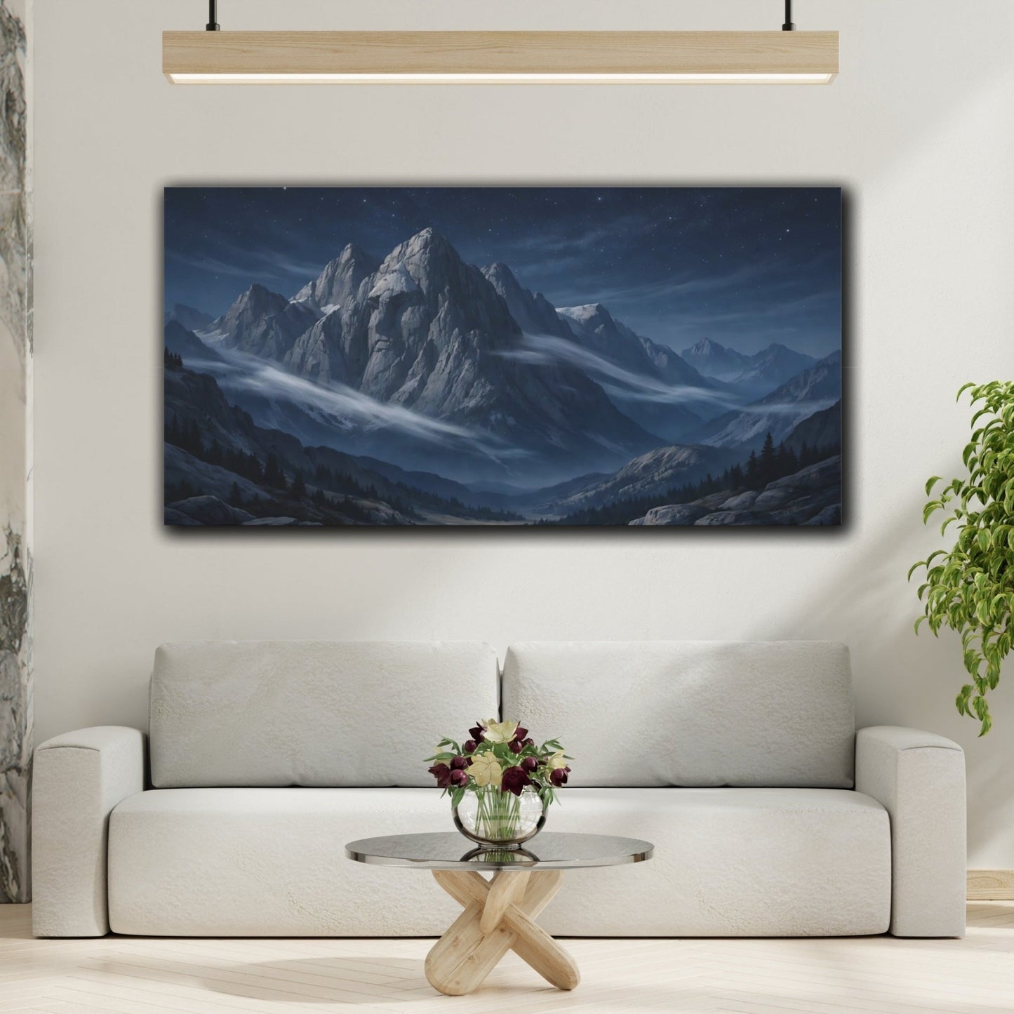 Nature Mountain Peaks Blue - Canvas Wall Art Print - YesArtYes