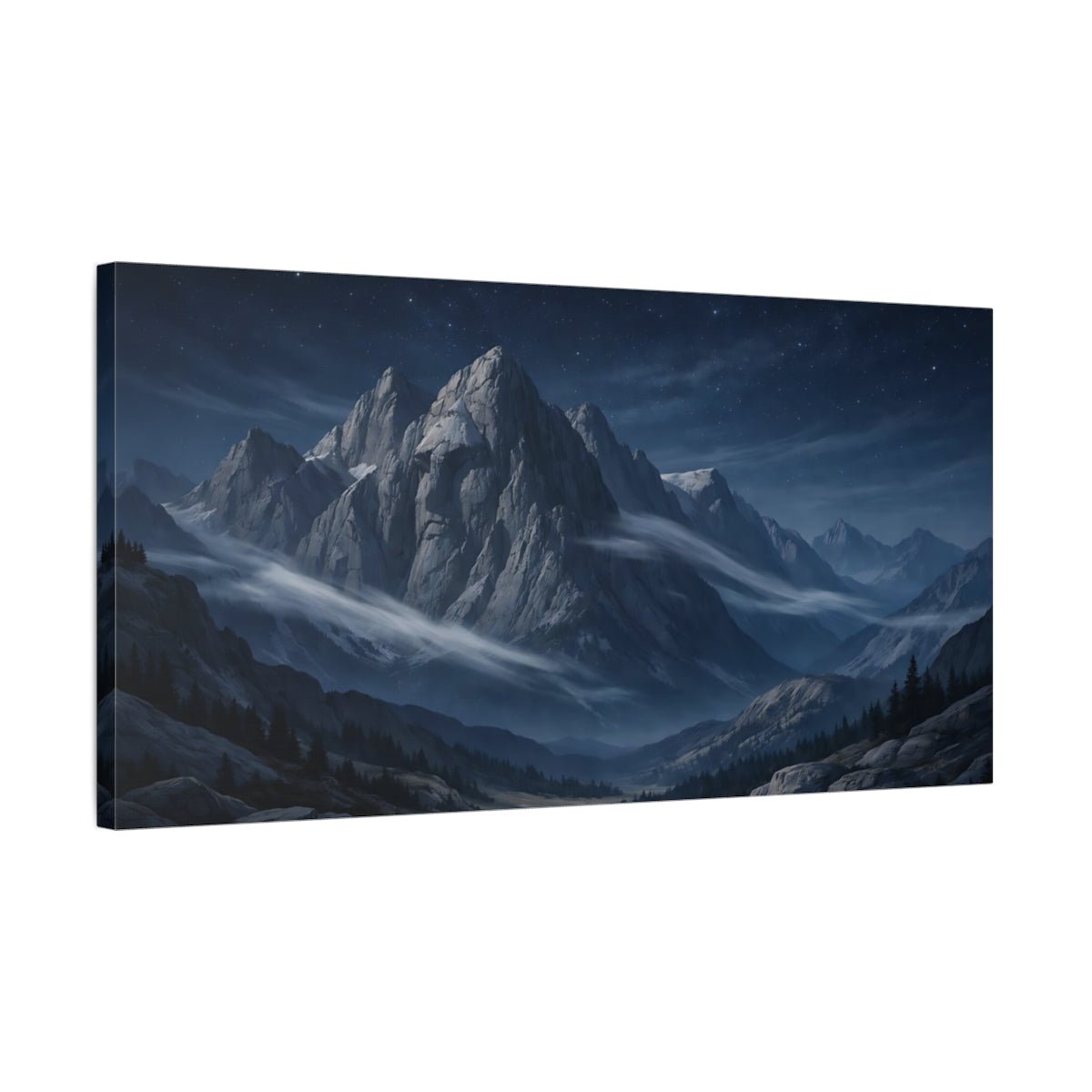 Nature Mountain Peaks Blue - Canvas Wall Art Print - YesArtYes