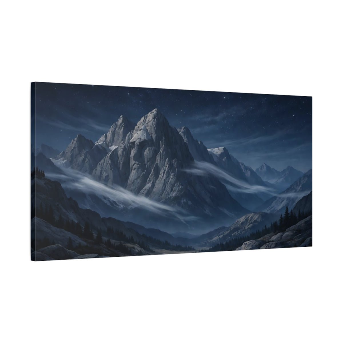 Nature Mountain Peaks Blue - Canvas Wall Art Print - YesArtYes