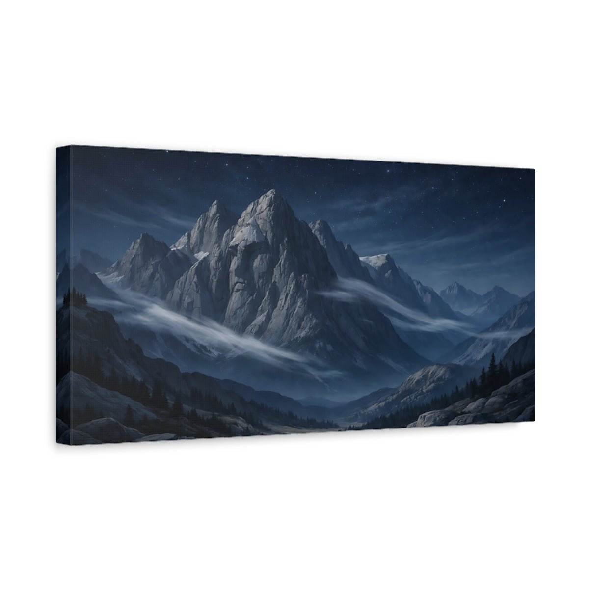 Nature Mountain Peaks Blue - Canvas Wall Art Print - YesArtYes