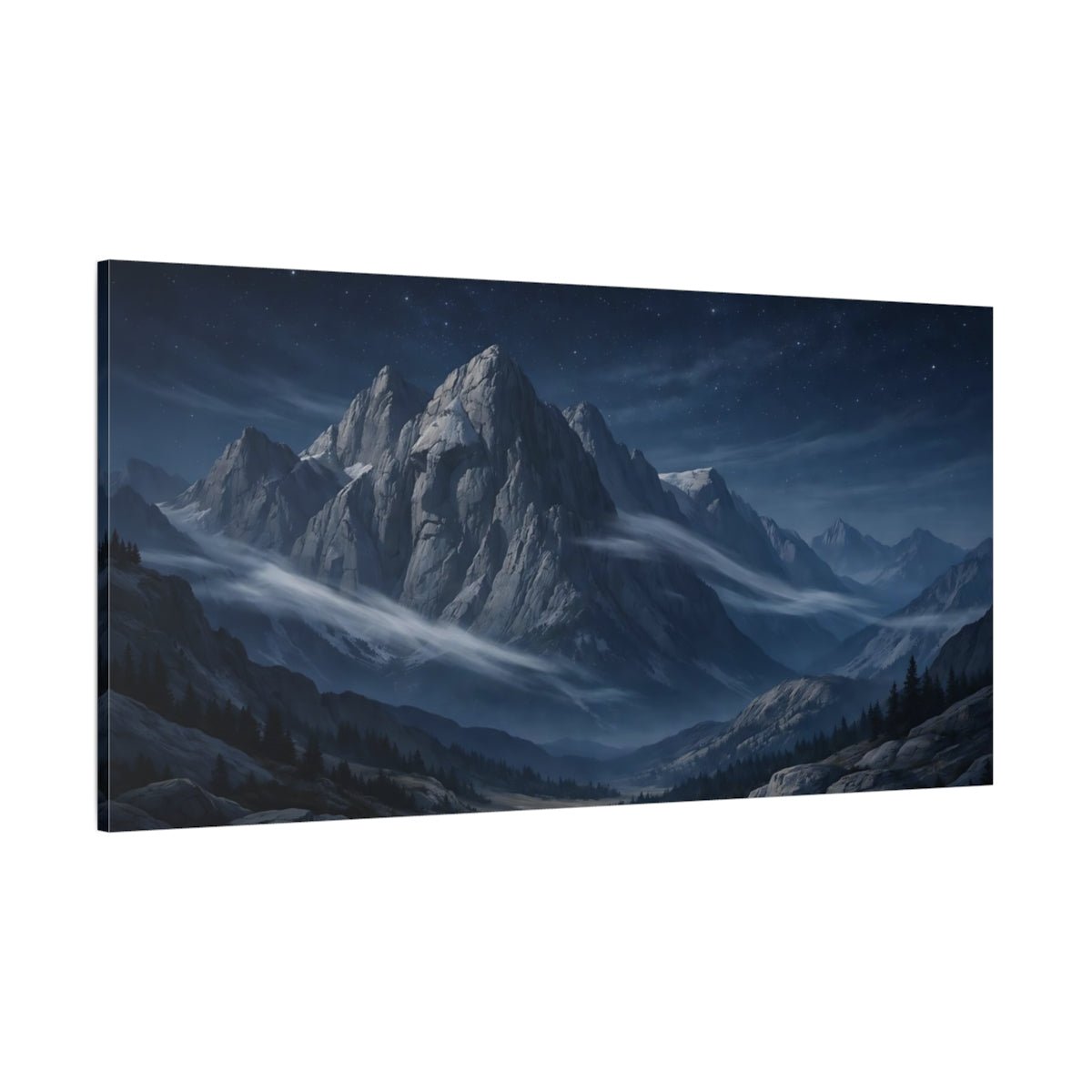 Nature Mountain Peaks Blue - Canvas Wall Art Print - YesArtYes