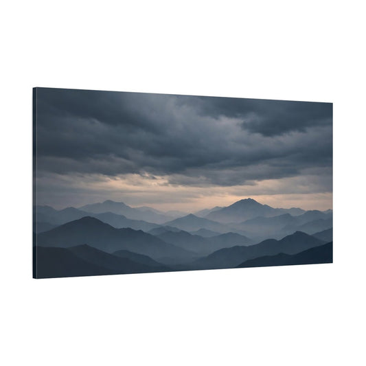 Nature Mountain Range Blue Grey - Canvas Wall Art Print - YesArtYes