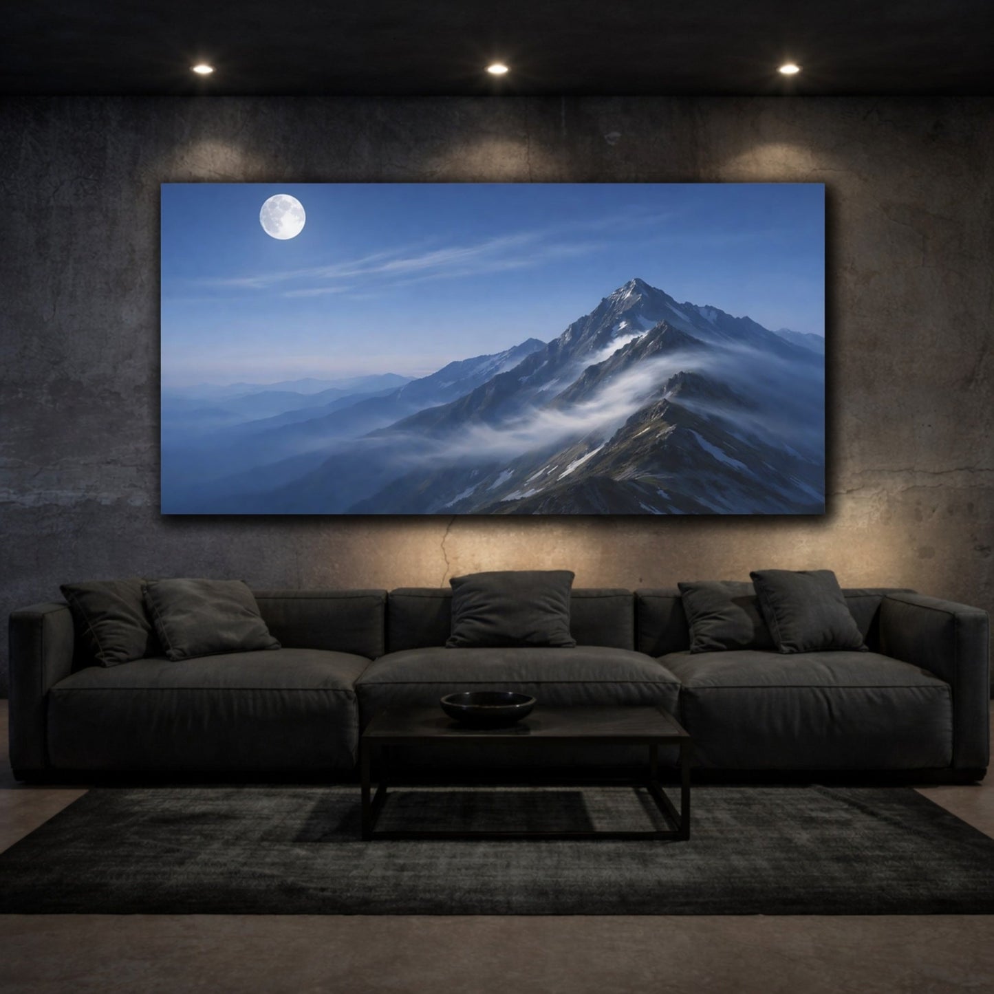 Nature Mountain Range Blue Landscape - Canvas Wall Art Print - YesArtYes
