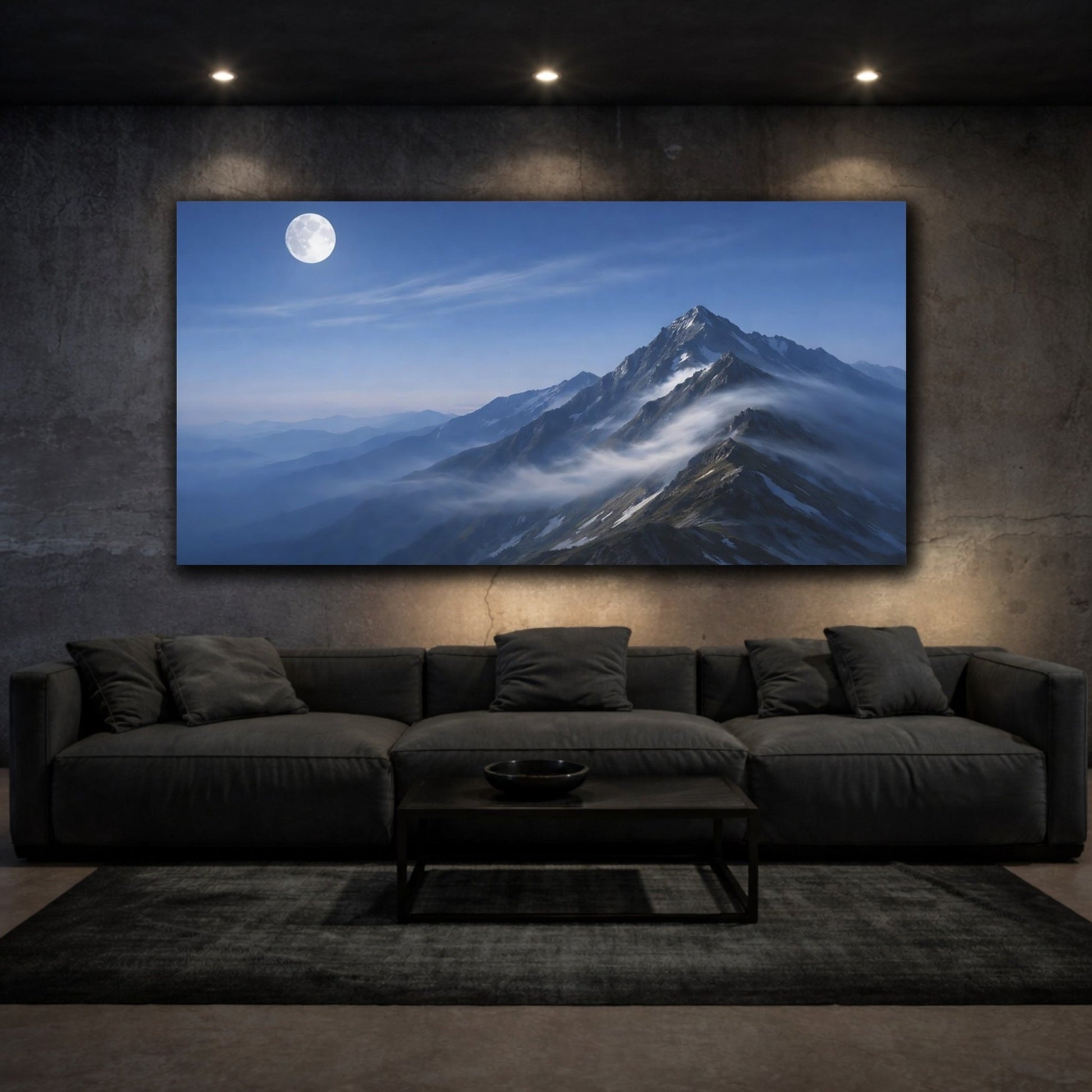 Nature Mountain Range Blue Landscape - Canvas Wall Art Print - YesArtYes