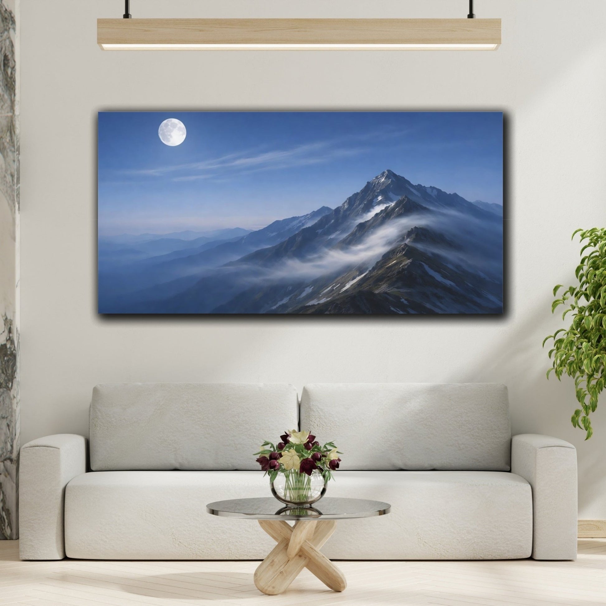Nature Mountain Range Blue Landscape - Canvas Wall Art Print - YesArtYes