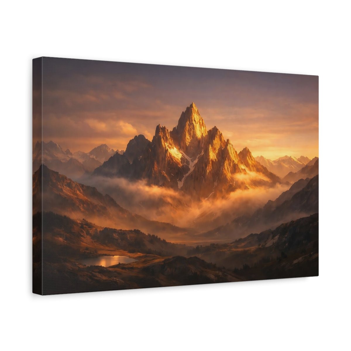 Nature Mountain Range Golden - Canvas Wall Art Print - YesArtYes
