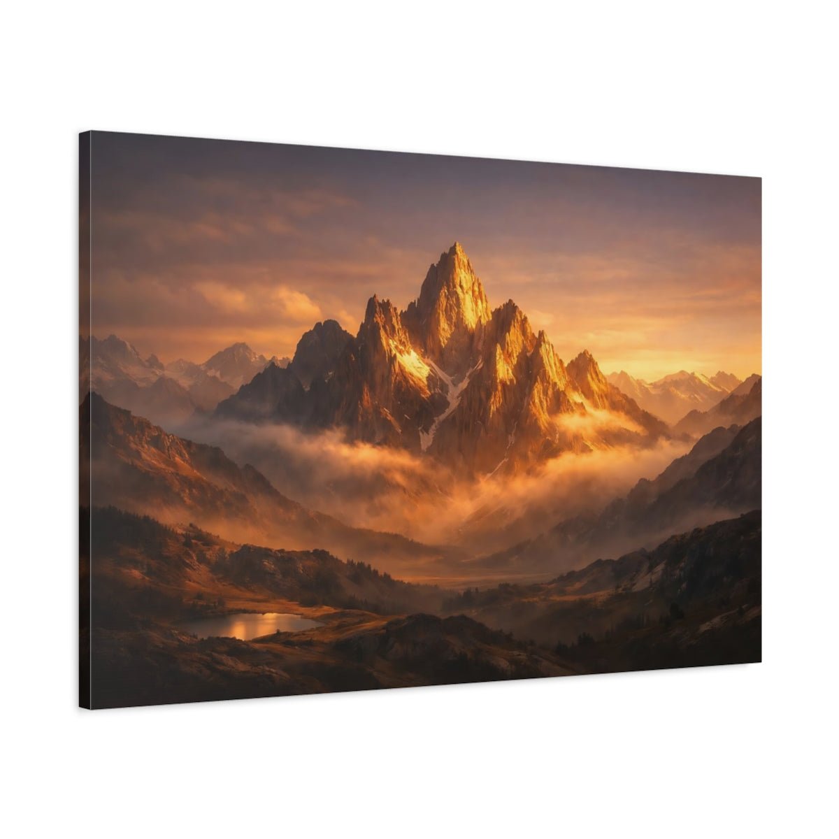 Nature Mountain Range Golden - Canvas Wall Art Print - YesArtYes