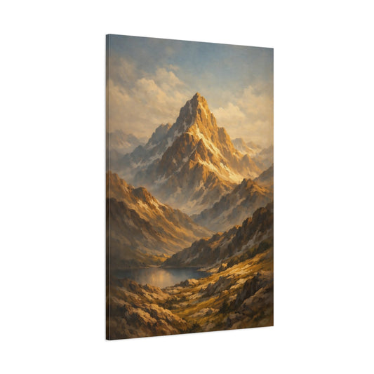 Main Mockup. Nature Mountain Range Golden Mountain Landscape shown as stretched canvas wall art