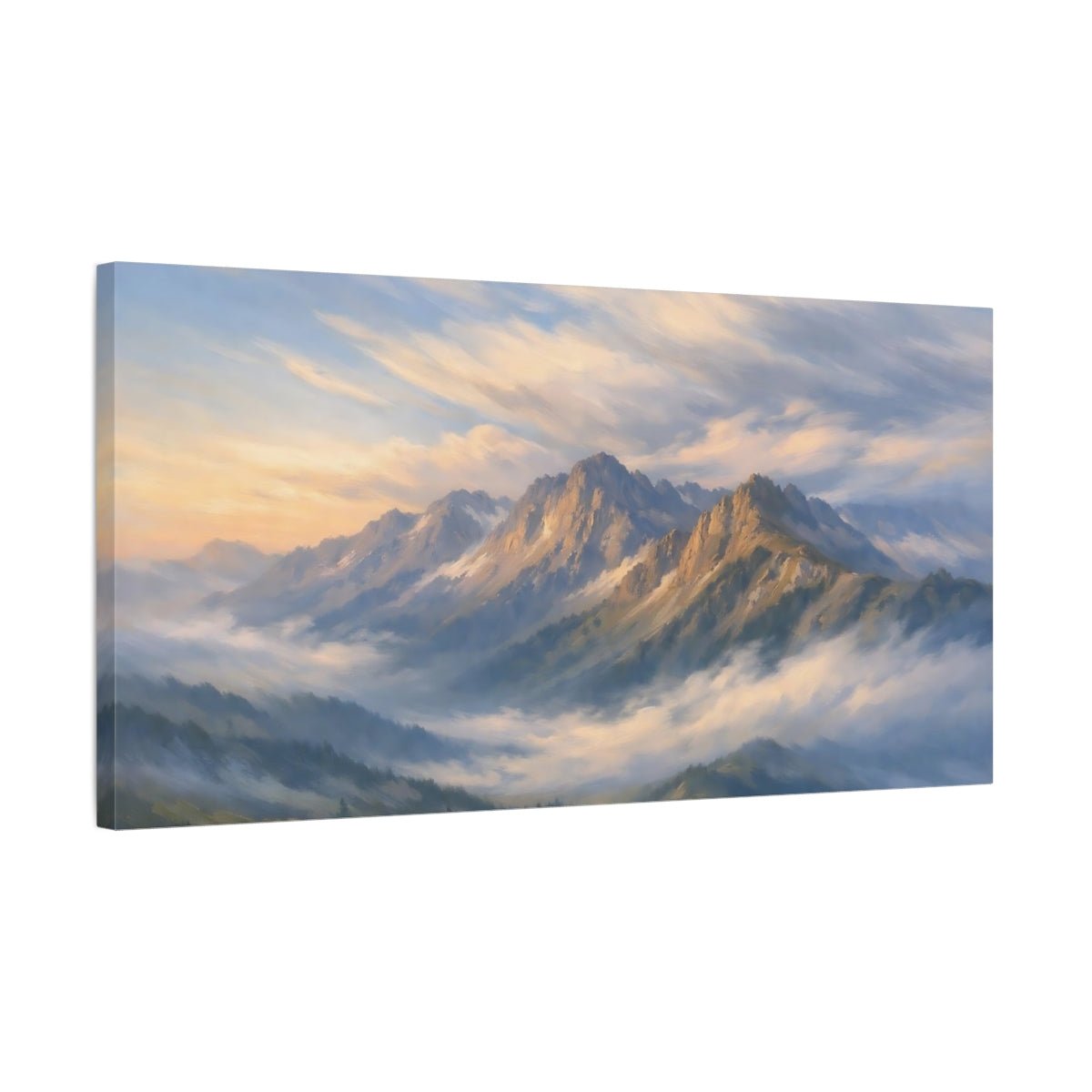 Nature Mountain Range Mist Blue - Canvas Wall Art Print - YesArtYes
