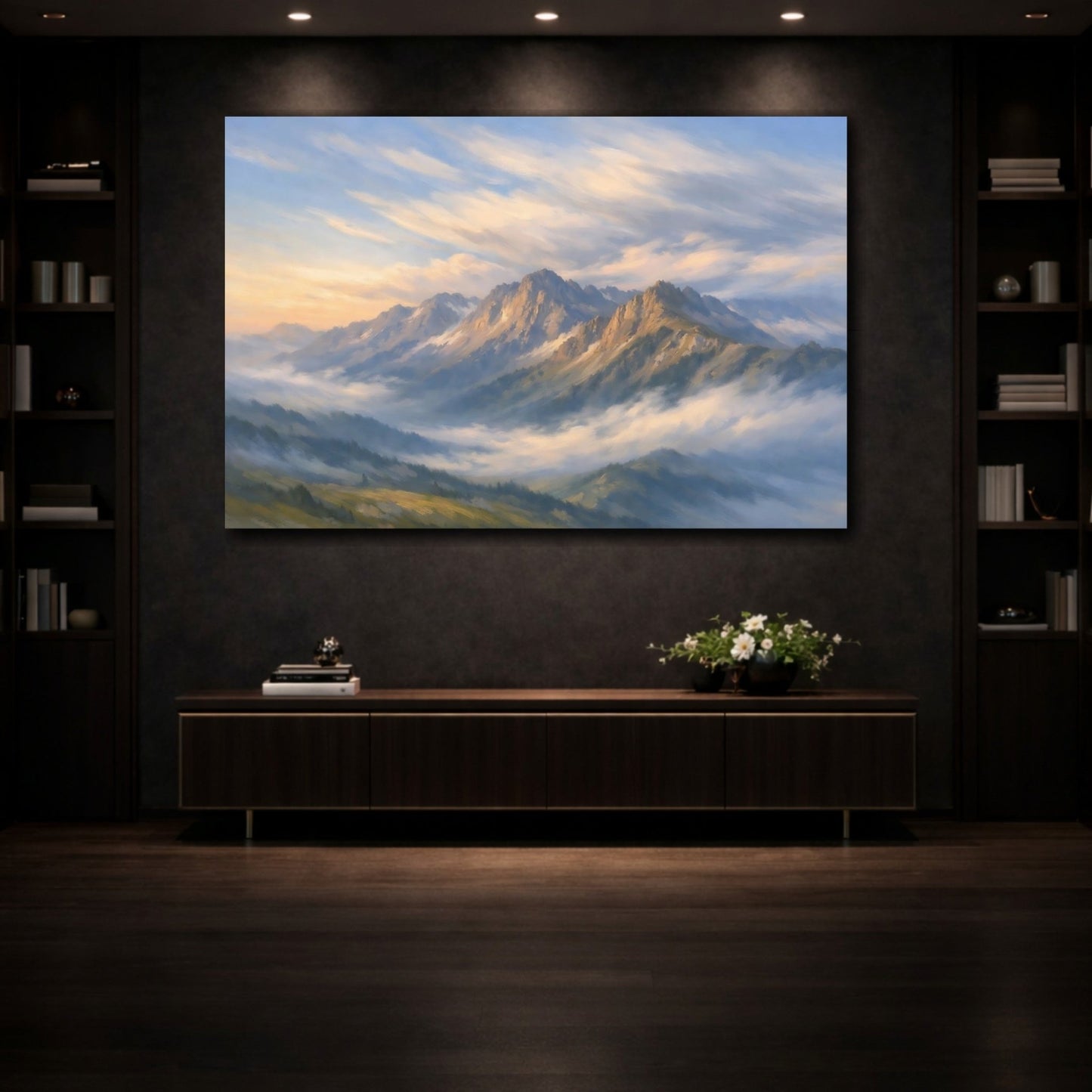 Nature Mountain Range Misty Landscape - Canvas Wall Art Print - YesArtYes