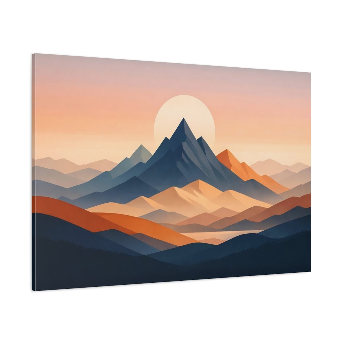 Nature Mountain Range Sunset - Canvas Wall Art Print - YesArtYes