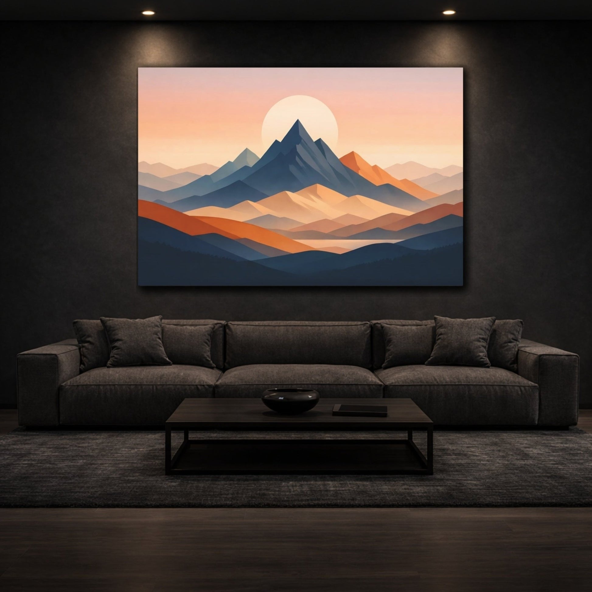 Nature Mountain Range Sunset - Canvas Wall Art Print - YesArtYes
