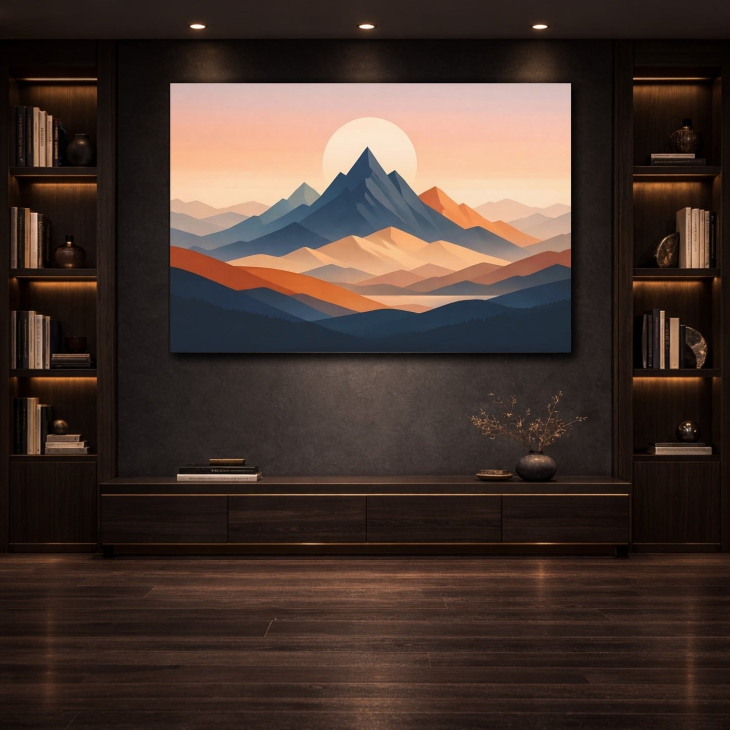 Nature Mountain Range Sunset - Canvas Wall Art Print - YesArtYes
