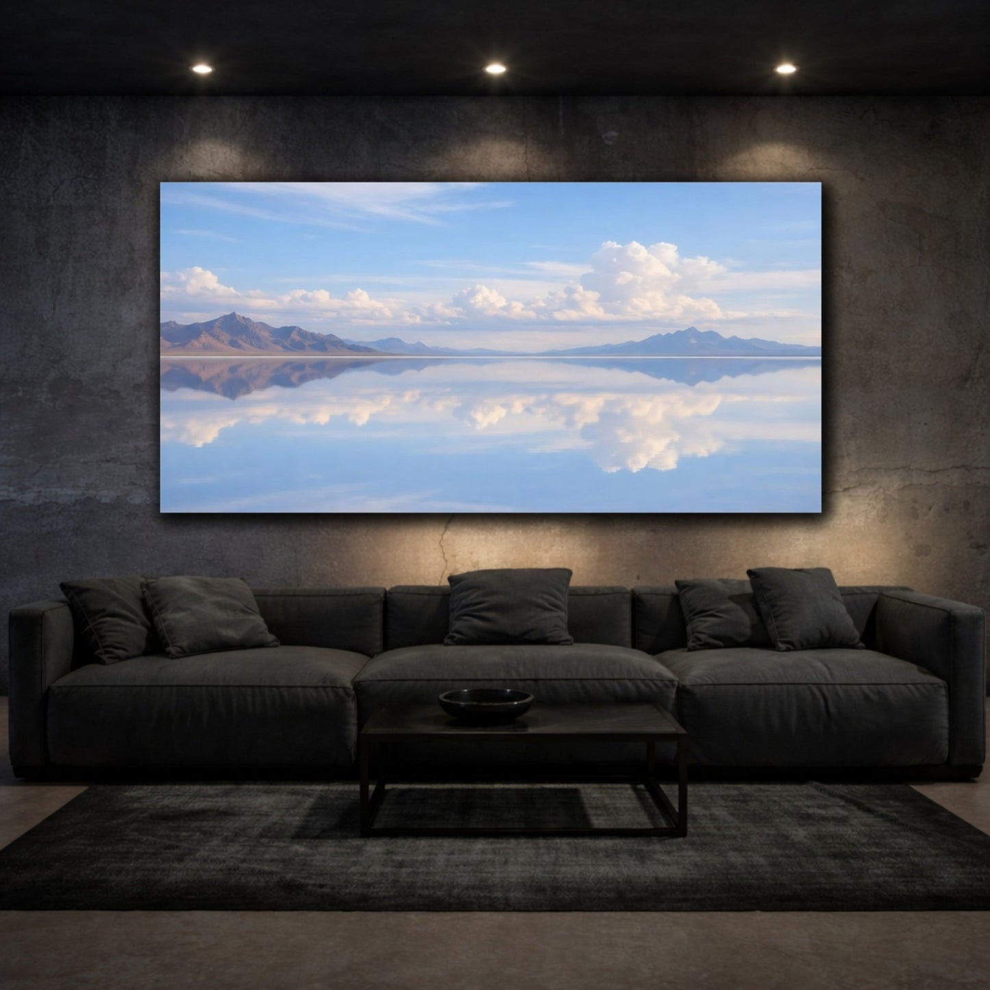 Nature Mountain Reflection Blue - Canvas Wall Art Print - YesArtYes