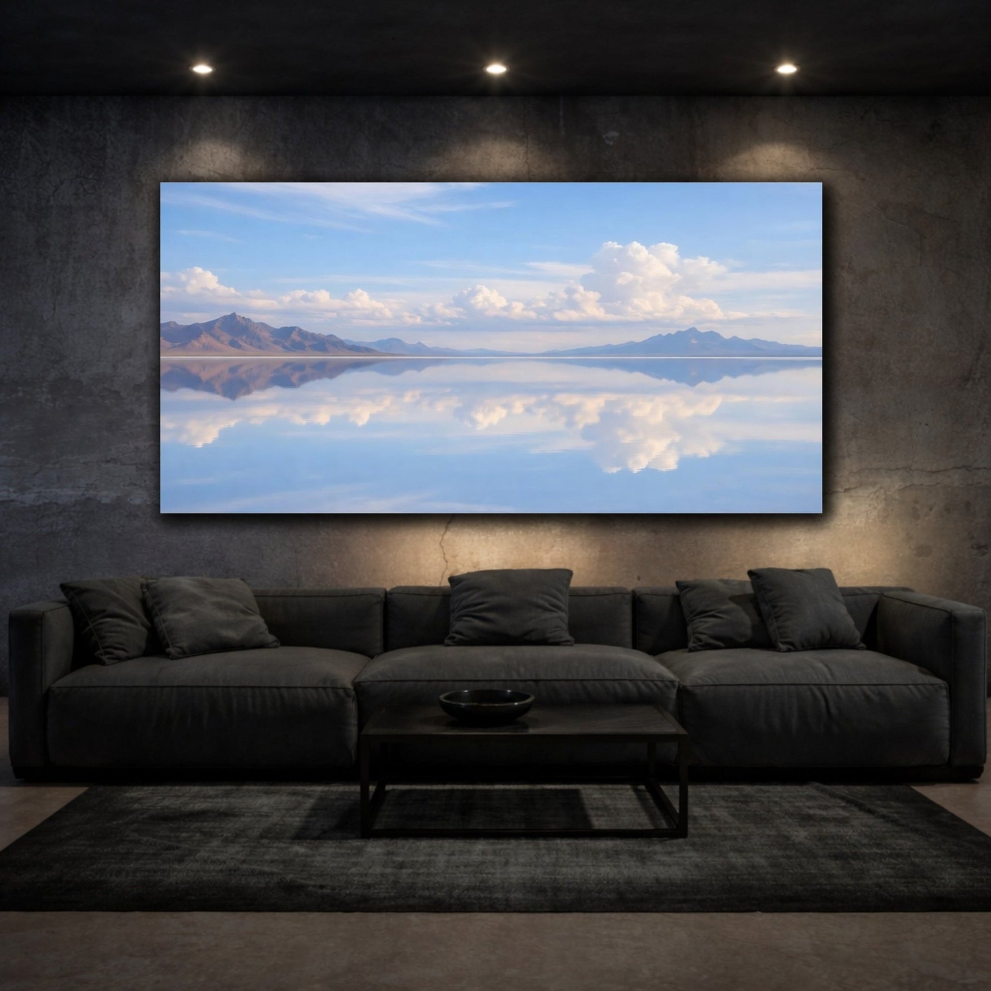 Nature Mountain Reflection Blue - Canvas Wall Art Print - YesArtYes