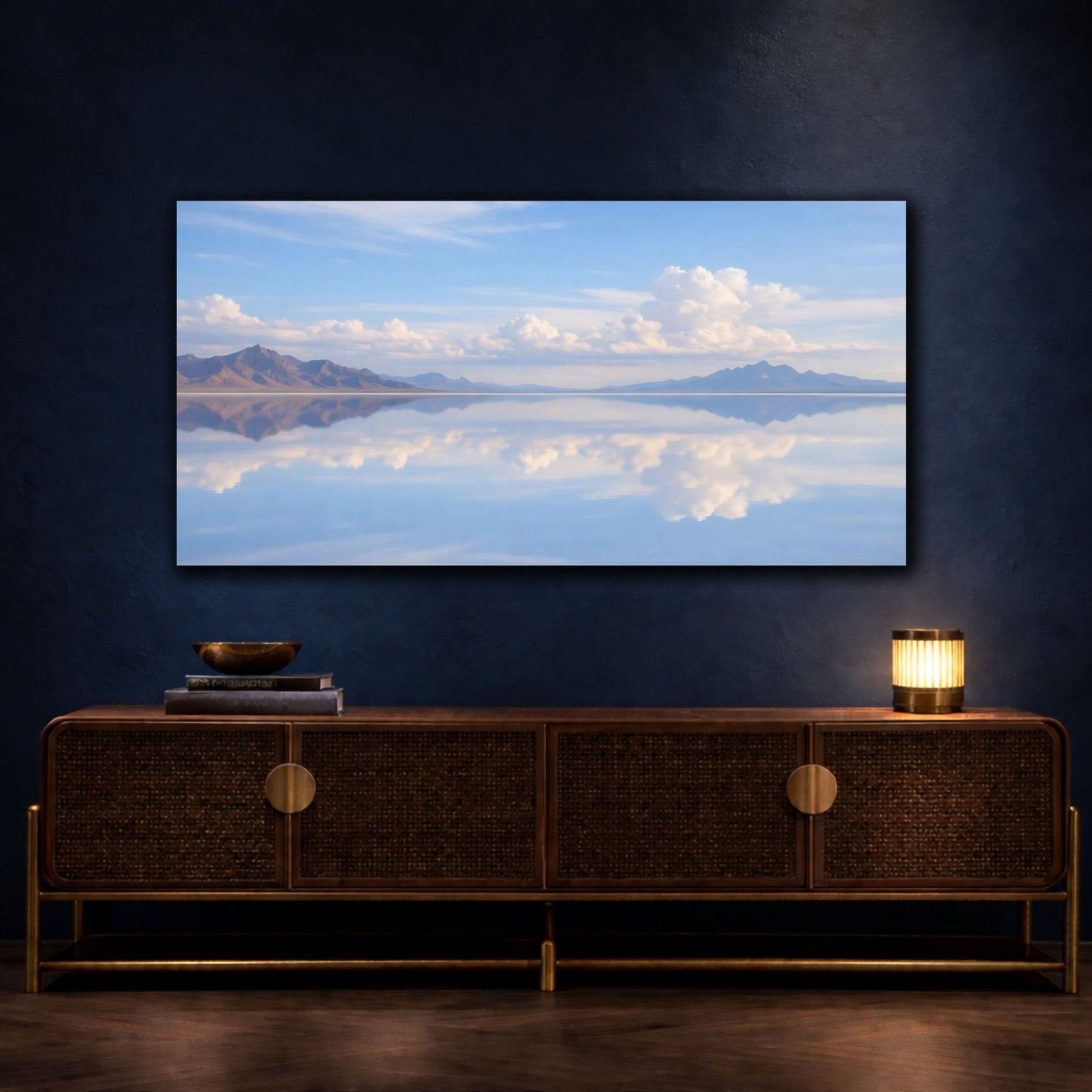 Nature Mountain Reflection Blue - Canvas Wall Art Print - YesArtYes