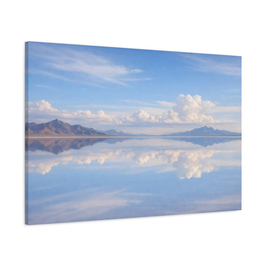 Nature Mountain Reflection Blue Landscape - Canvas Wall Art Print - YesArtYes
