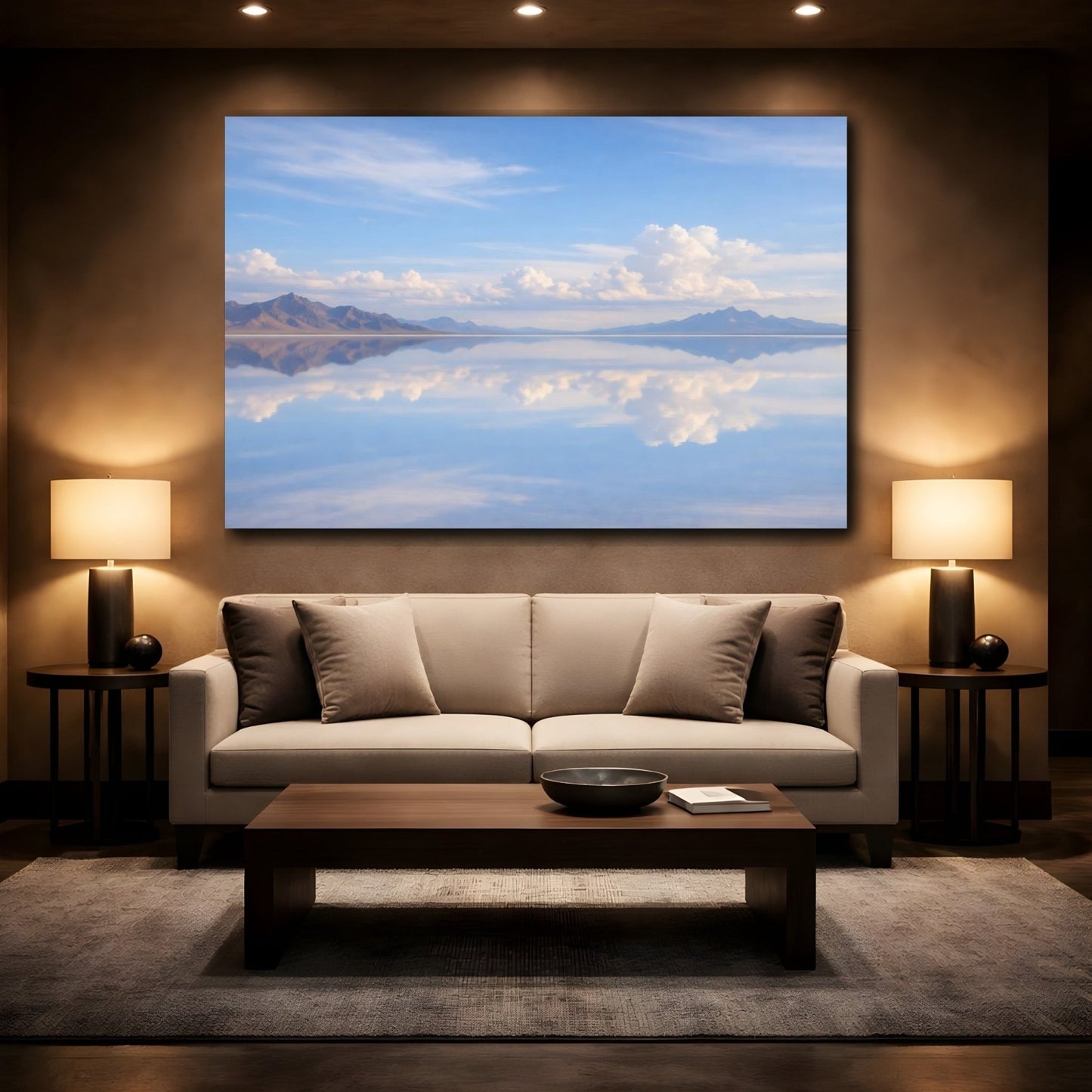 Nature Mountain Reflection Blue Landscape - Canvas Wall Art Print - YesArtYes