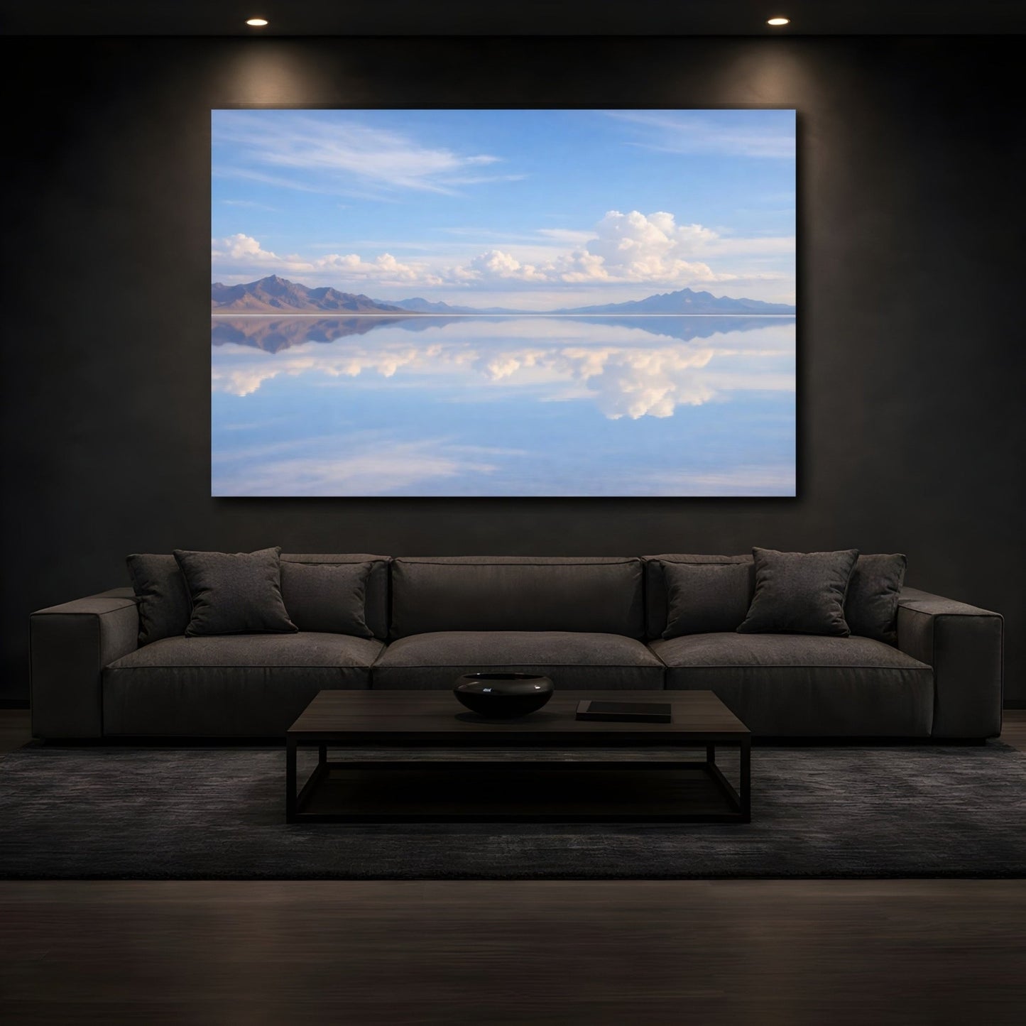 Nature Mountain Reflection Blue Landscape - Canvas Wall Art Print - YesArtYes
