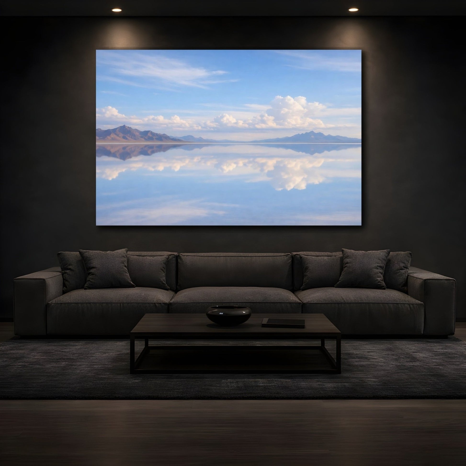 Nature Mountain Reflection Blue Landscape - Canvas Wall Art Print - YesArtYes