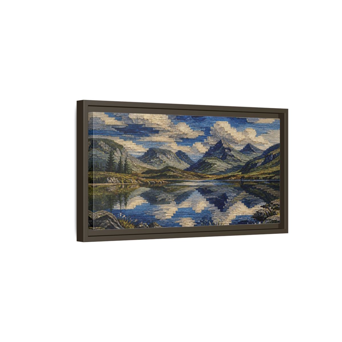 Side Mockup 7. Nature Mountain Reflection shown as framed canvas print
