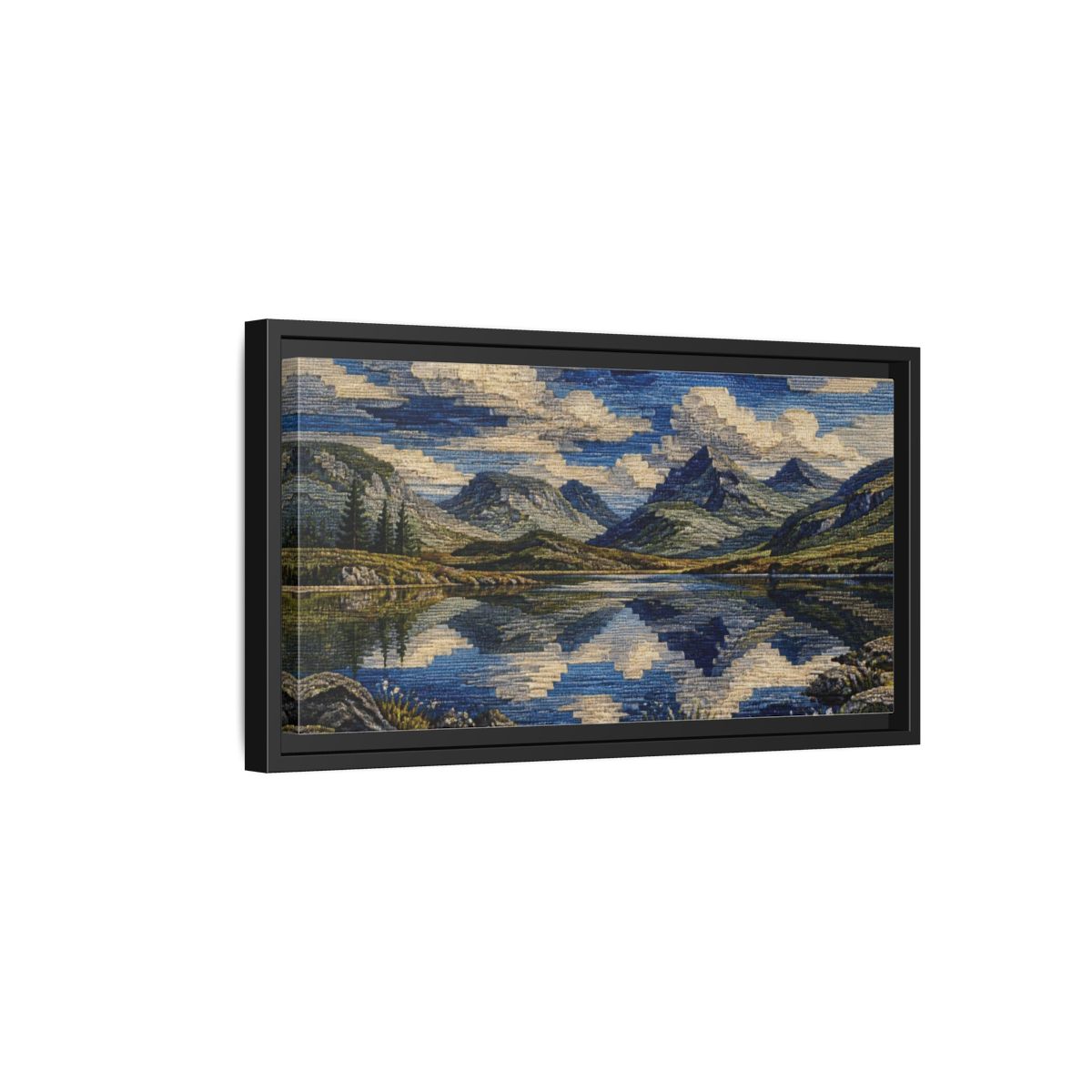 Side Mockup 8. Nature Mountain Reflection shown as framed canvas print