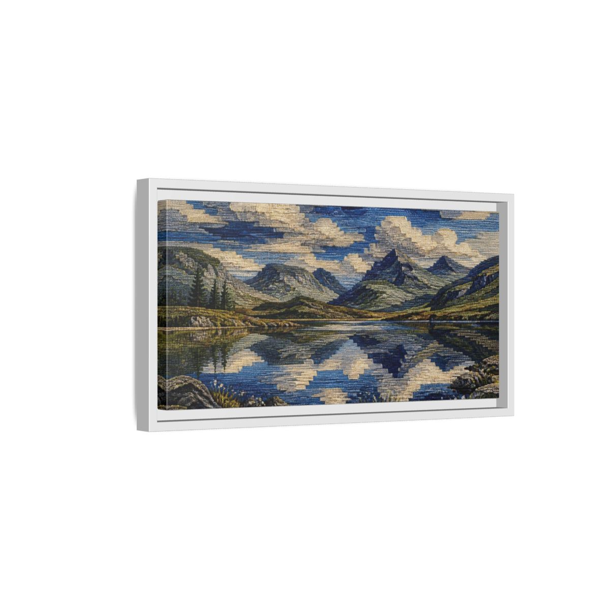 Side Mockup 6. Nature Mountain Reflection shown as framed canvas print