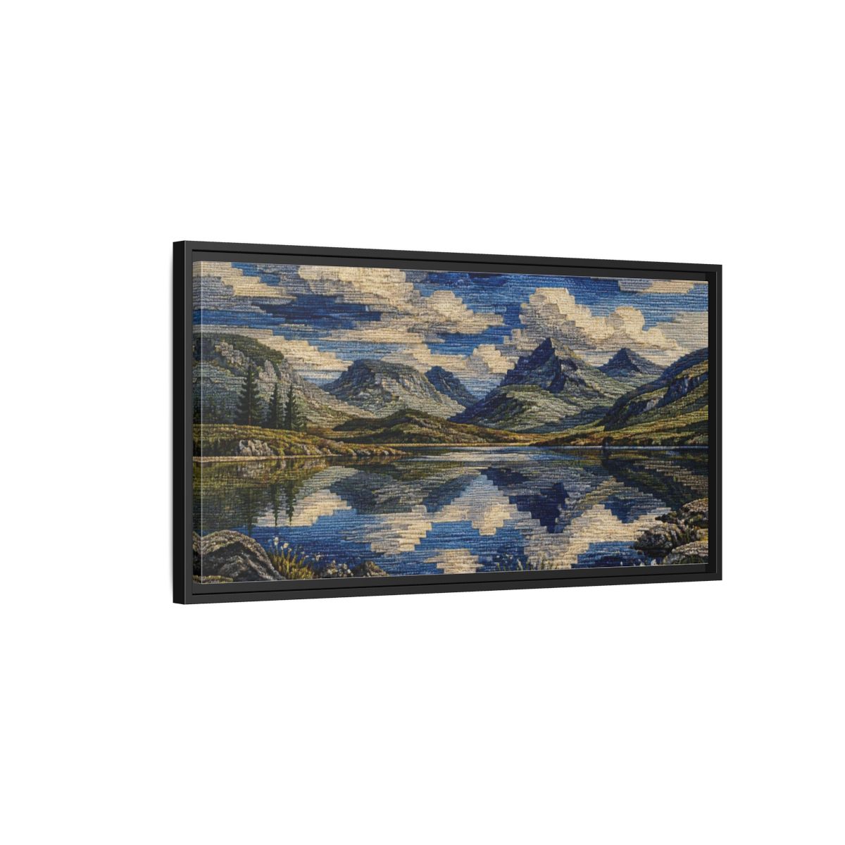 Side Mockup 2. Nature Mountain Reflection shown as framed canvas print