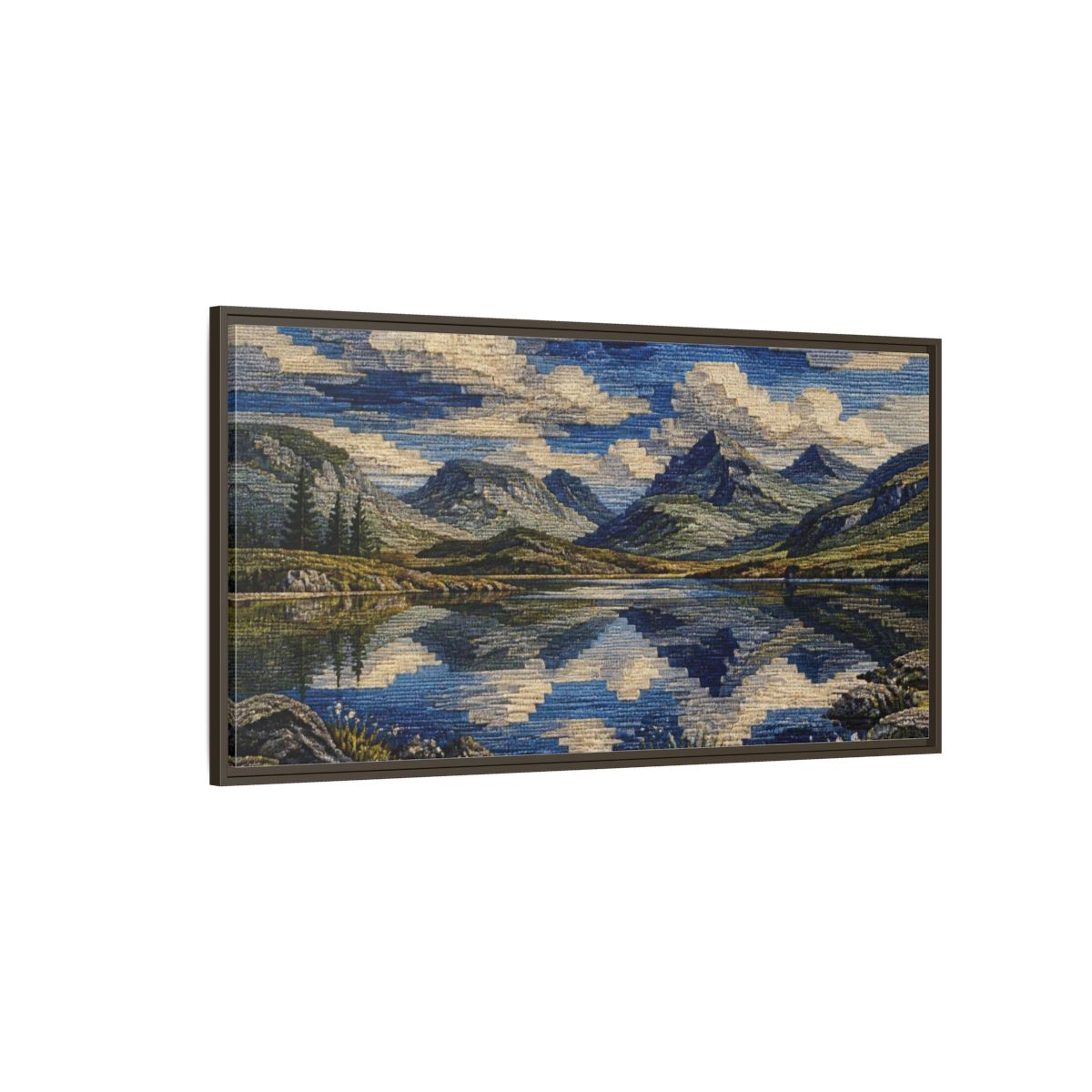 Side Mockup 4. Nature Mountain Reflection shown as framed canvas print