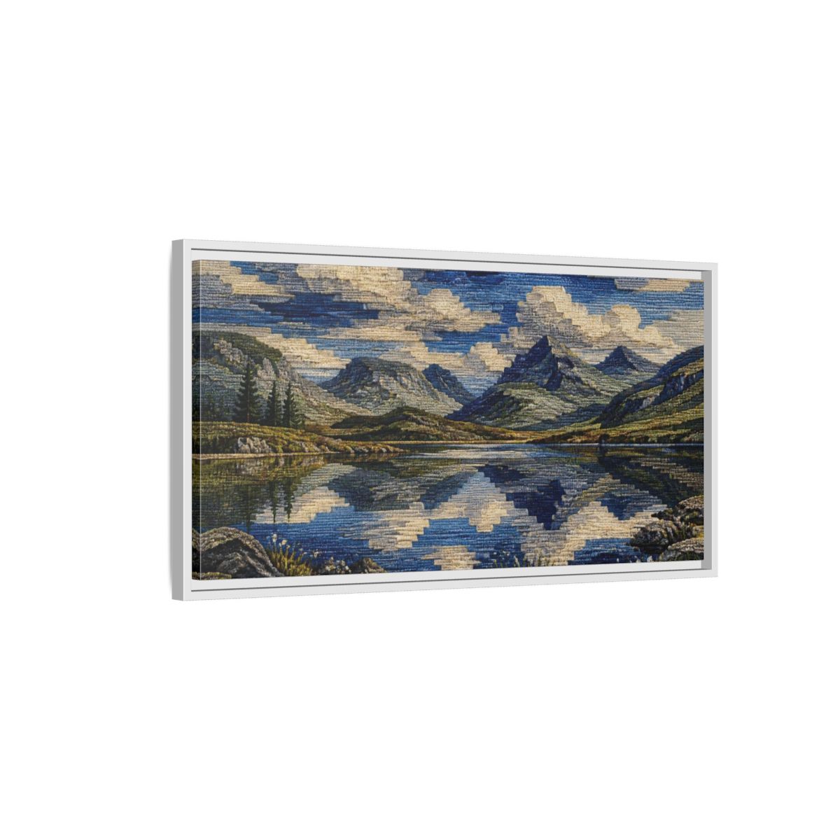 Side Mockup 1. Nature Mountain Reflection shown as framed canvas print