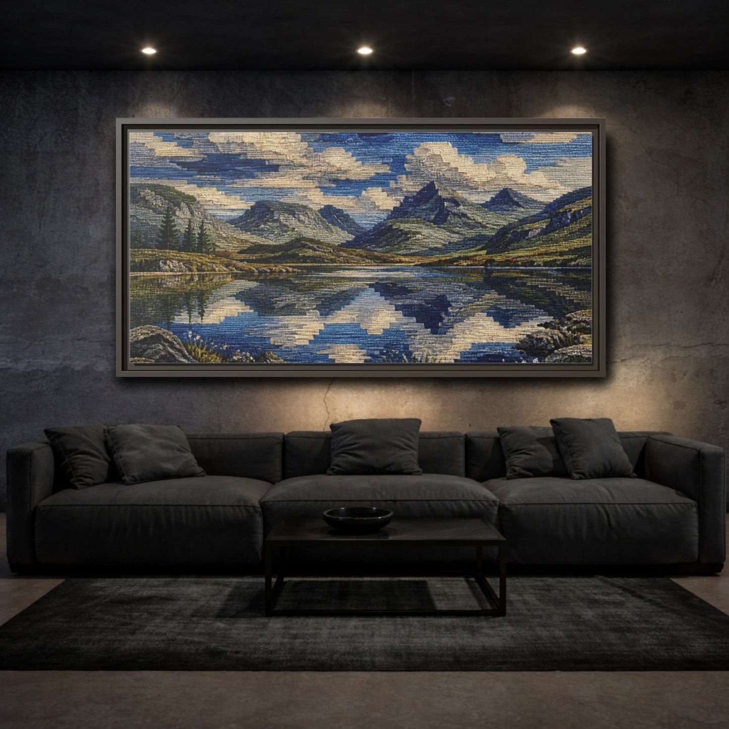 Mockup 3. Nature Mountain Reflection shown as framed canvas print