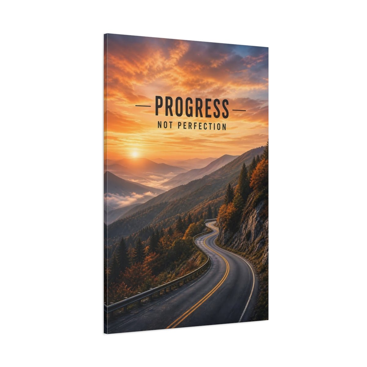 Nature Mountain Road Orange Sky Canvas Print – Office, Feature Wall - YesArtYes