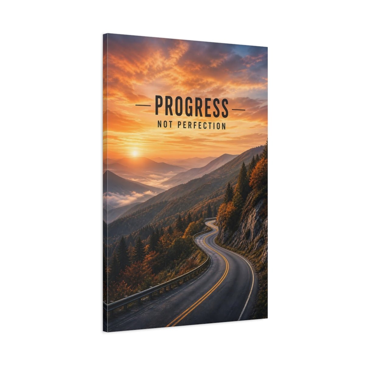 Nature Mountain Road Orange Sky Canvas Print – Office, Feature Wall - YesArtYes