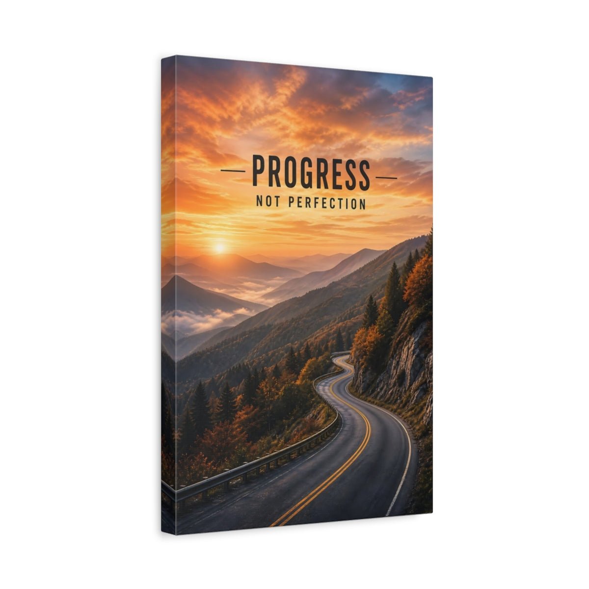 Nature Mountain Road Orange Sky Canvas Print – Office, Feature Wall - YesArtYes