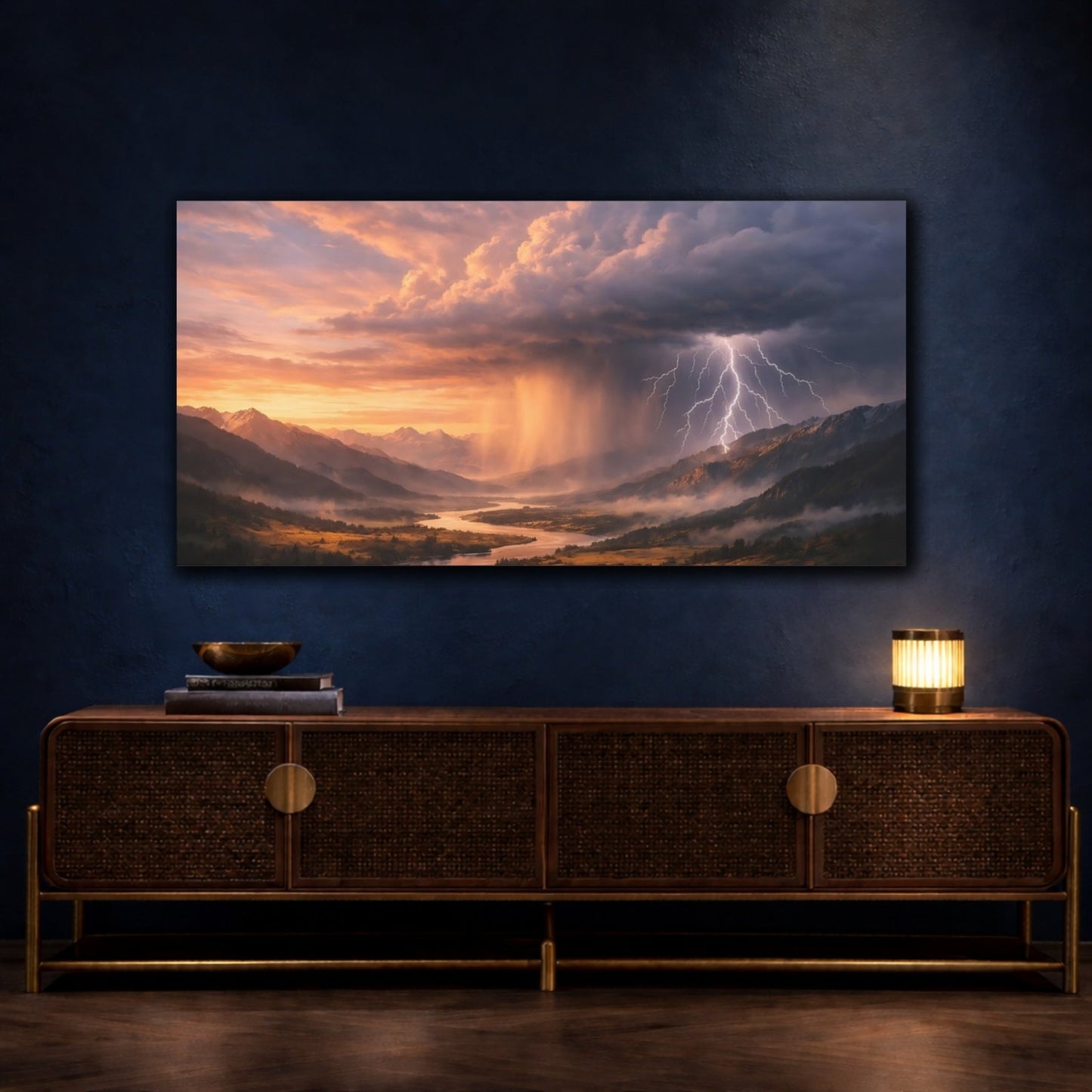 Nature Mountain Storm Dramatic - Canvas Wall Art Print - YesArtYes
