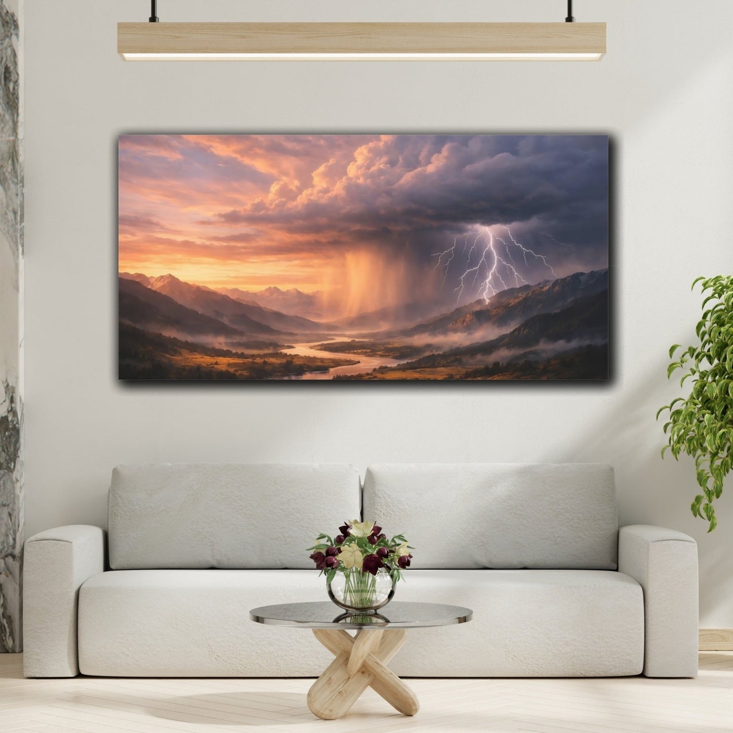 Nature Mountain Storm Dramatic - Canvas Wall Art Print - YesArtYes
