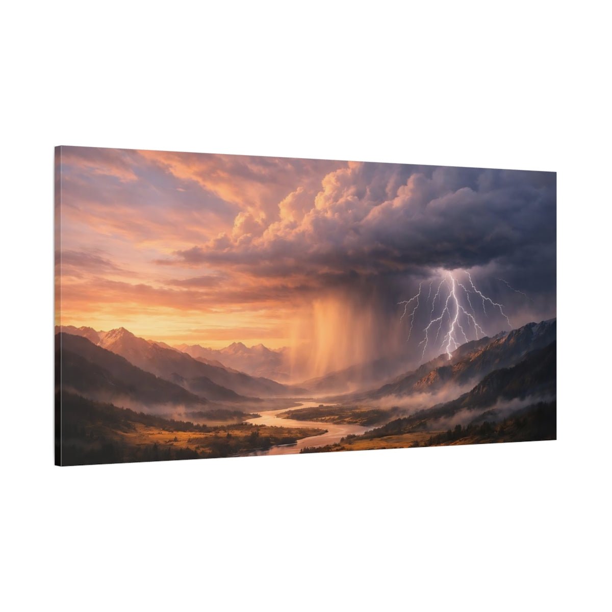 Nature Mountain Storm Dramatic - Canvas Wall Art Print - YesArtYes