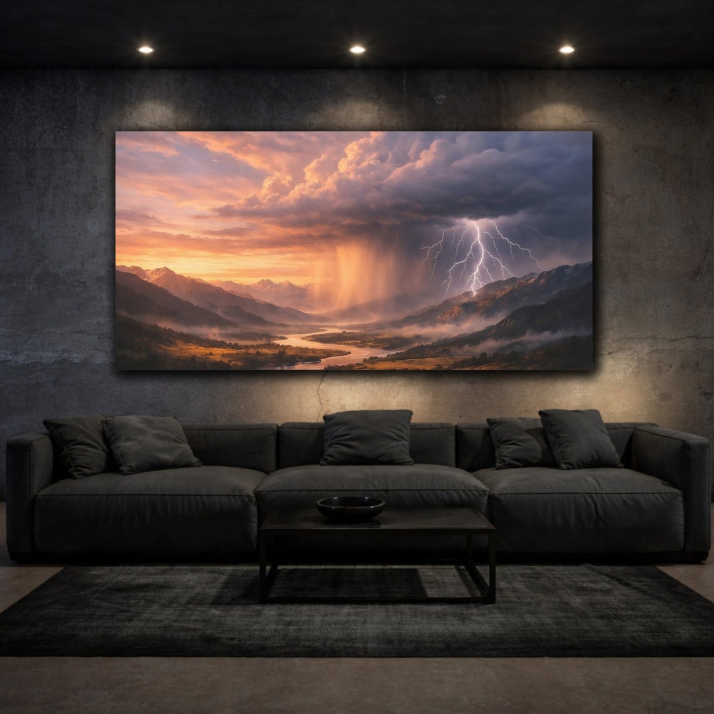 Nature Mountain Storm Dramatic - Canvas Wall Art Print - YesArtYes