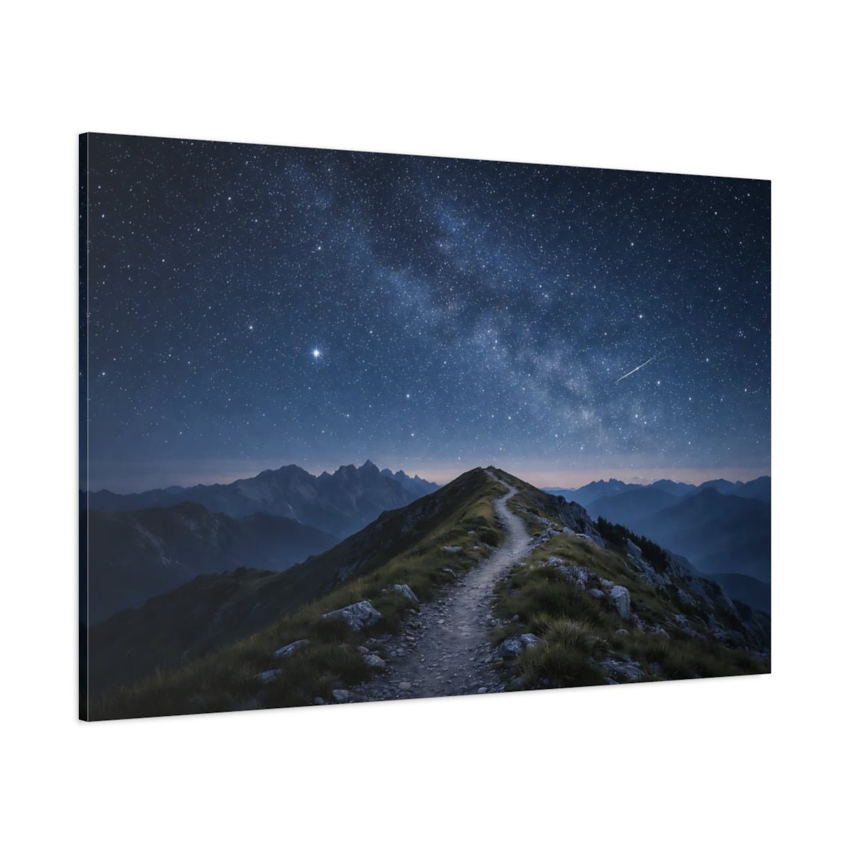 Nature Mountain Trail Starry Night - Canvas Wall Art Print - YesArtYes