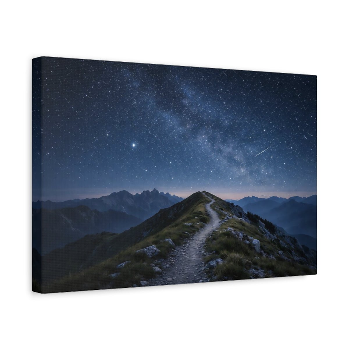Nature Mountain Trail Starry Night - Canvas Wall Art Print - YesArtYes