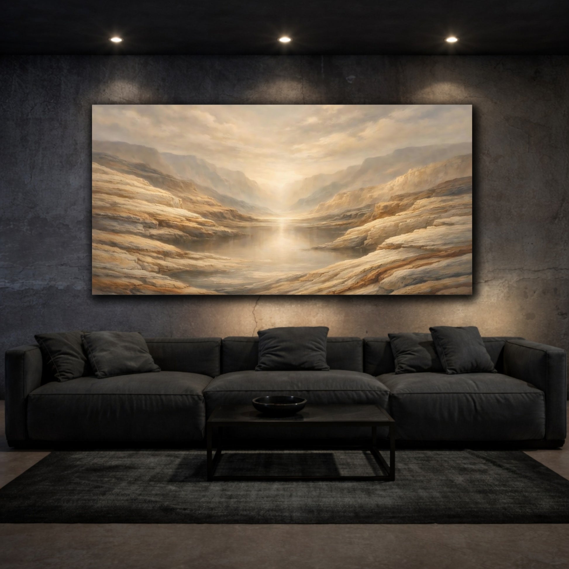 Mockup 2. Nature Mountain Valley Earthy Landscape shown as stretched canvas wall art